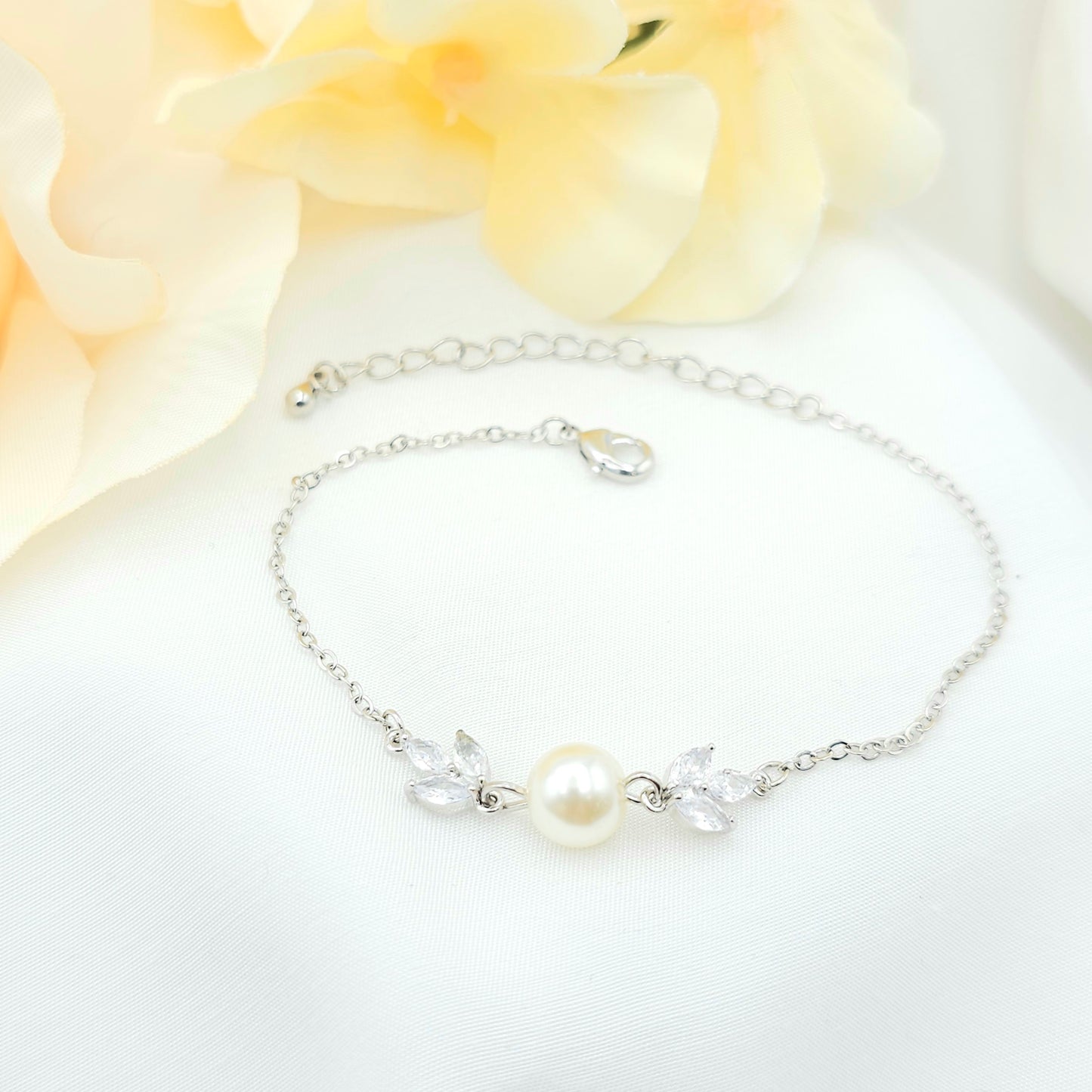 10MM Round Pearl With Leaf Earring, Necklace, Bracelet Set