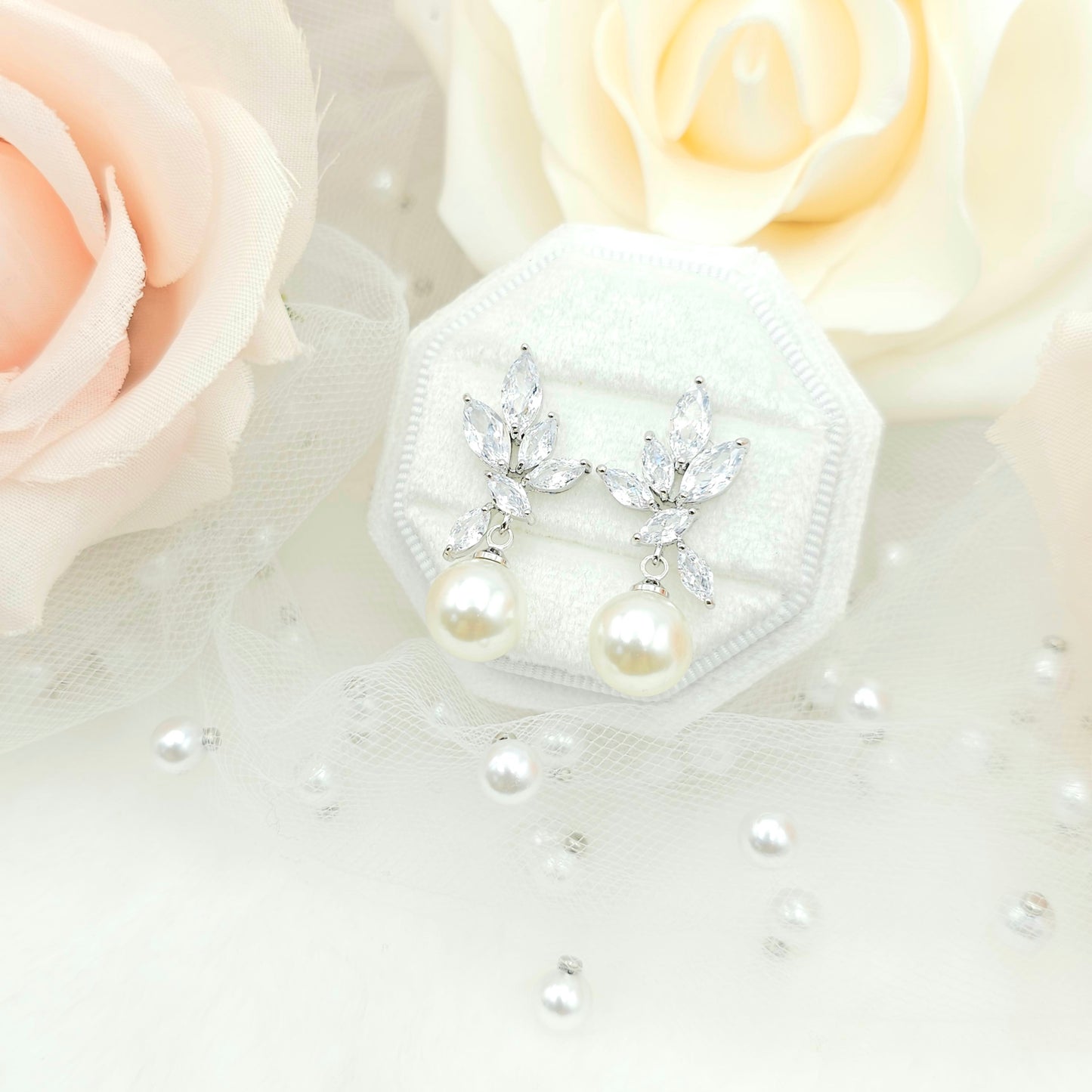 10MM Round Pearl With Leaf Earring, Necklace, Bracelet Set
