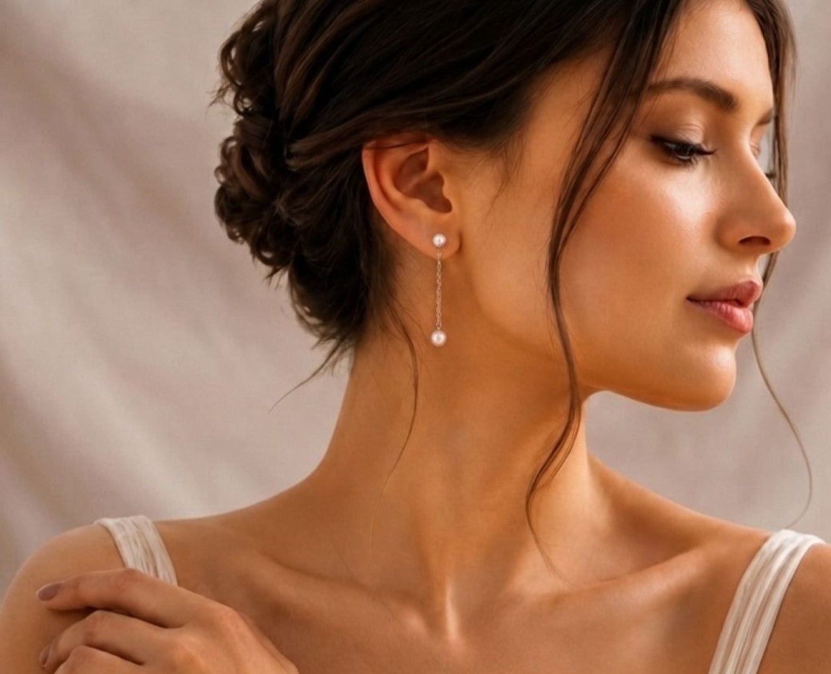 Bridesmaid Y-Necklace & Earring Set. Bridesmaid Jewelry Set. Wedding Jewelry Set. Daily jewelry.