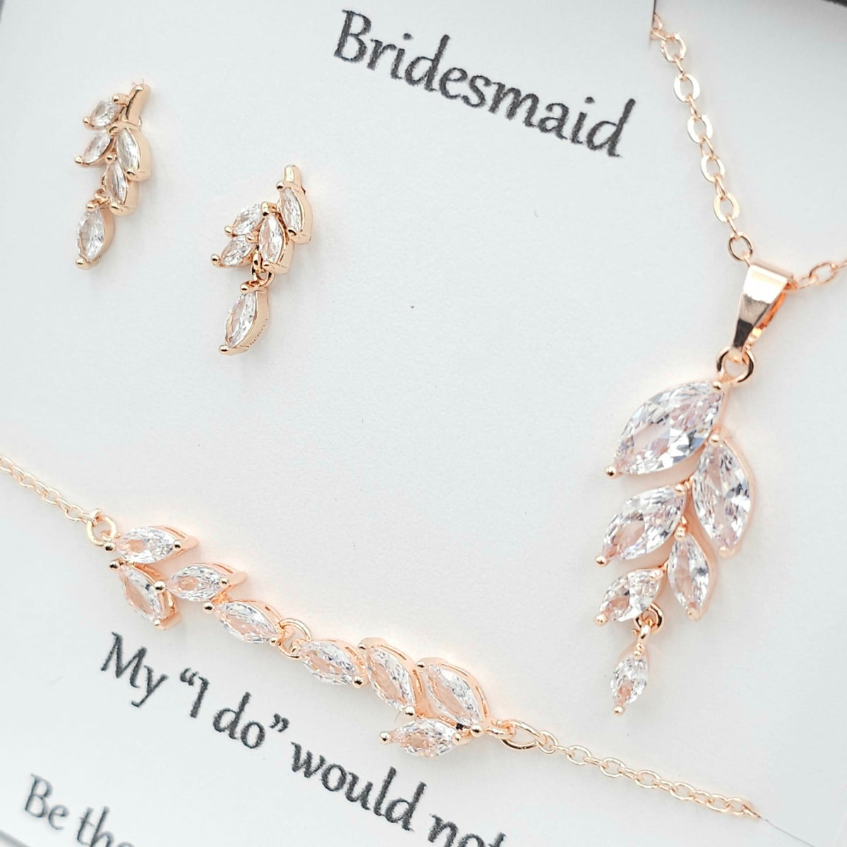 Minimalist SILVER, Gold ,ROSE GOLD Tiny Olive leaf Earring ,Necklace, bracelet Set.  Bridesmaid Jewelry .